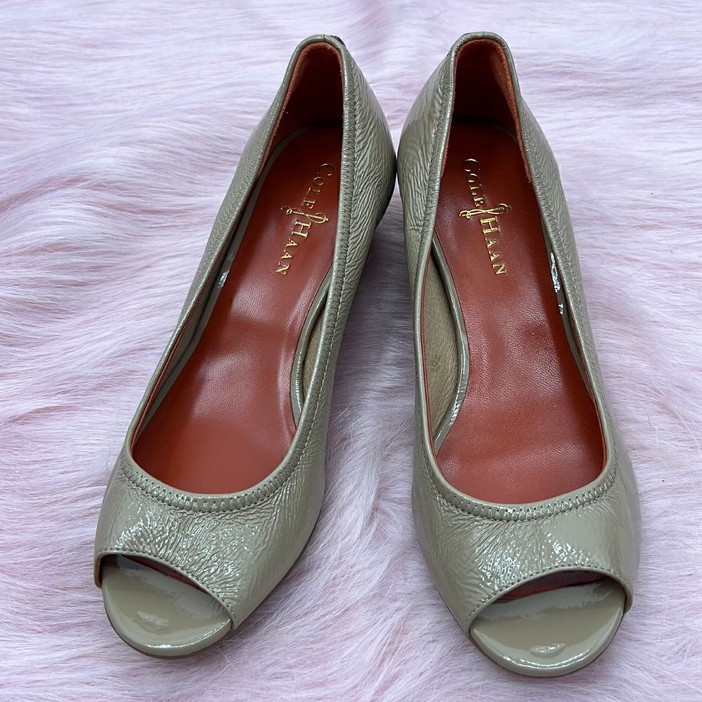Cole Haan Nike Air cork heel taupe open toe shoes